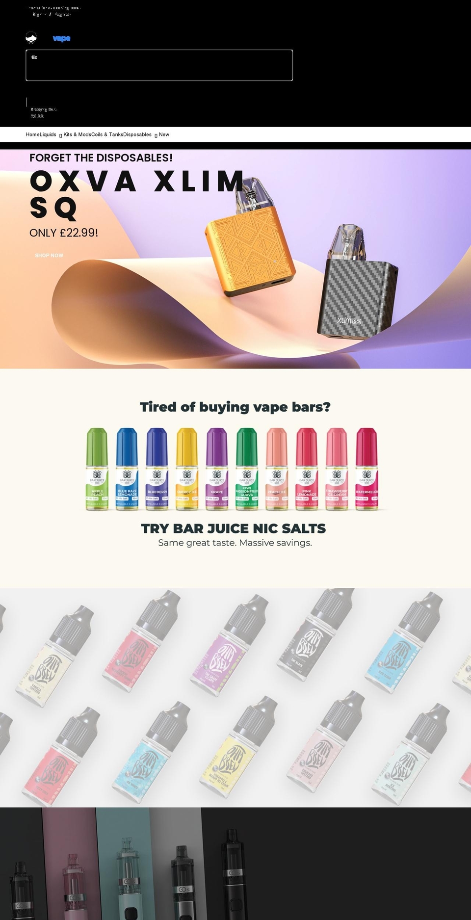 Riode v Shopify theme site example thatvapeguy.com