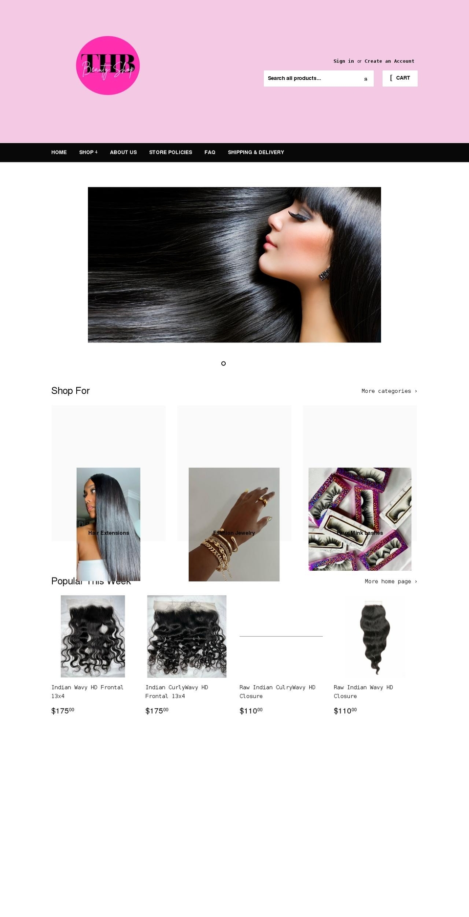 thbbeautyshop.com shopify website screenshot