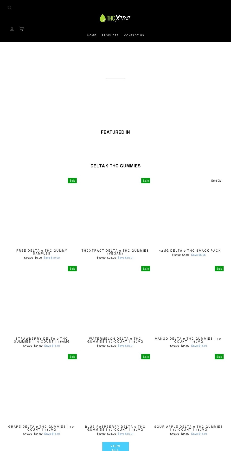 thcxtract.com shopify website screenshot