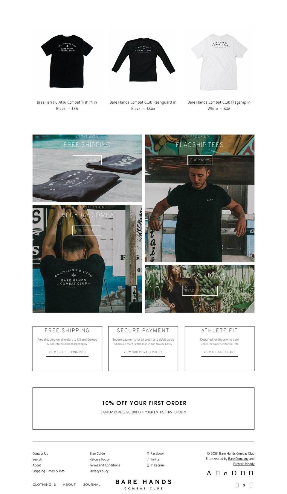 the-bare-hands-combat-club.myshopify.com shopify website screenshot