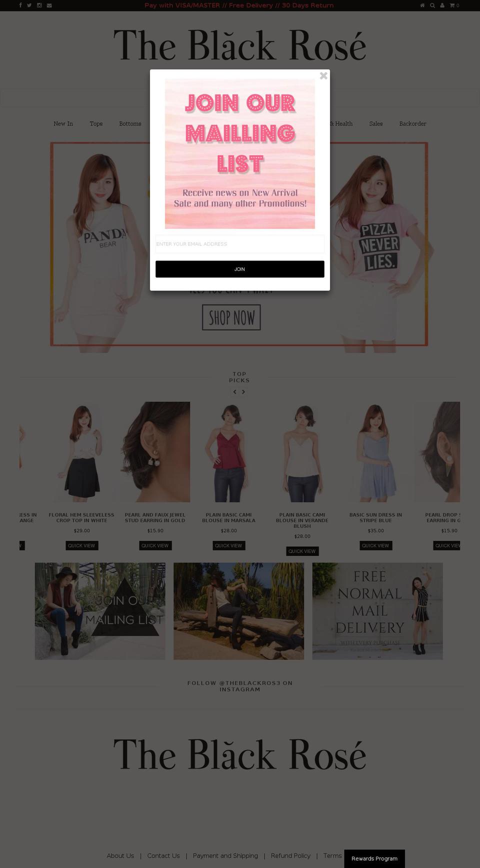 the-blackrose.com shopify website screenshot
