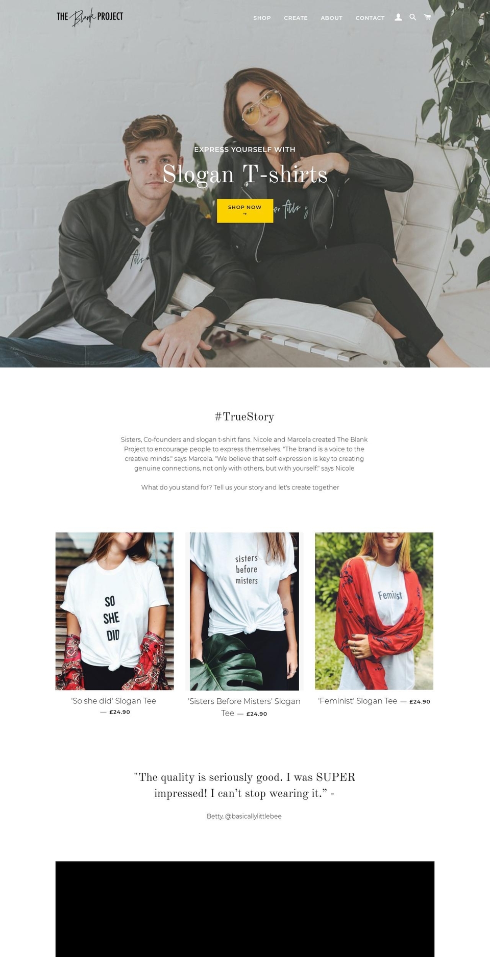 the-blankproject.com shopify website screenshot