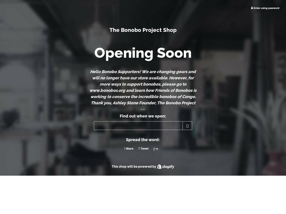the-bonobo-project-shop.myshopify.com shopify website screenshot