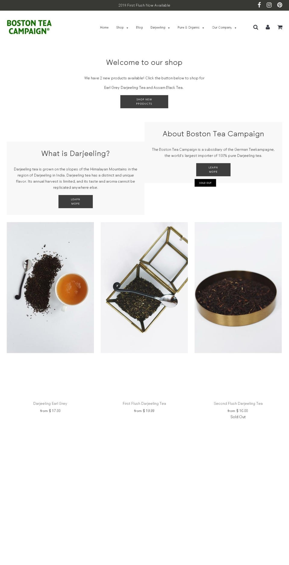 the-boston-tea-campaign.com — Shopify storefront screenshot