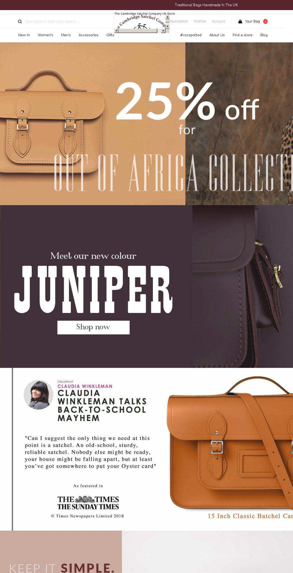 the-cambridge-satchel-store.com — Shopify storefront screenshot