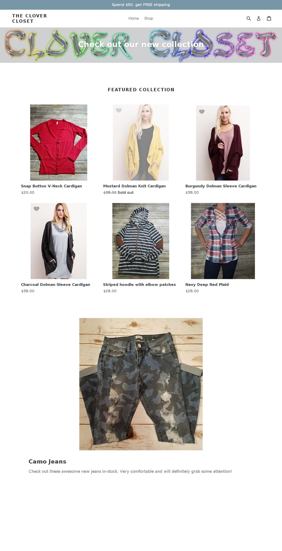 the-clover-closet.com — Shopify storefront screenshot