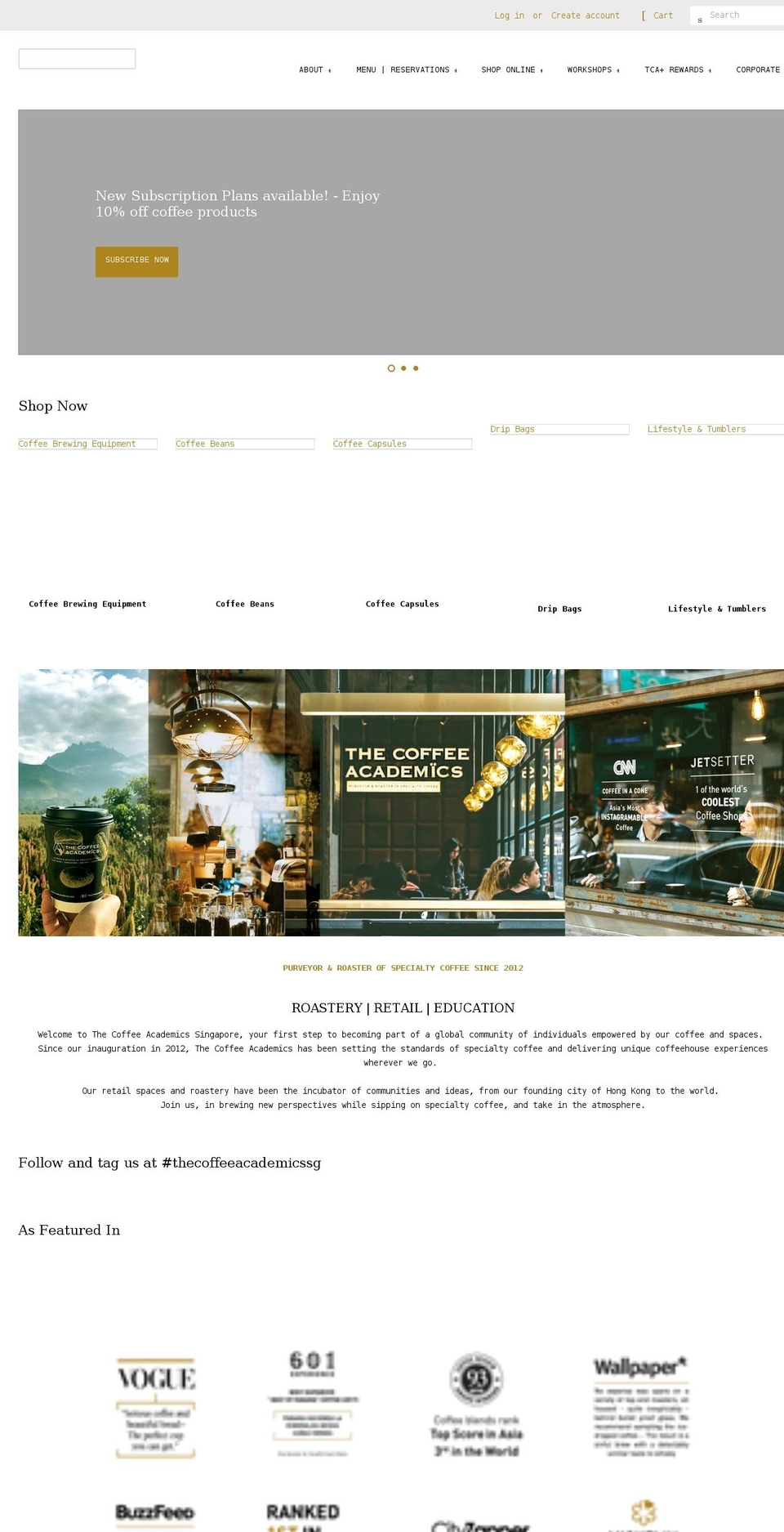 the-coffeeacademicssg.com shopify website screenshot