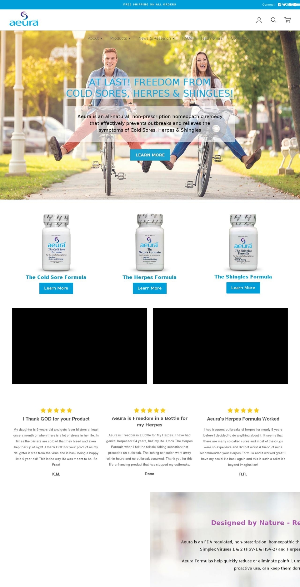 the-coldsore-formula.com — Shopify storefront screenshot
