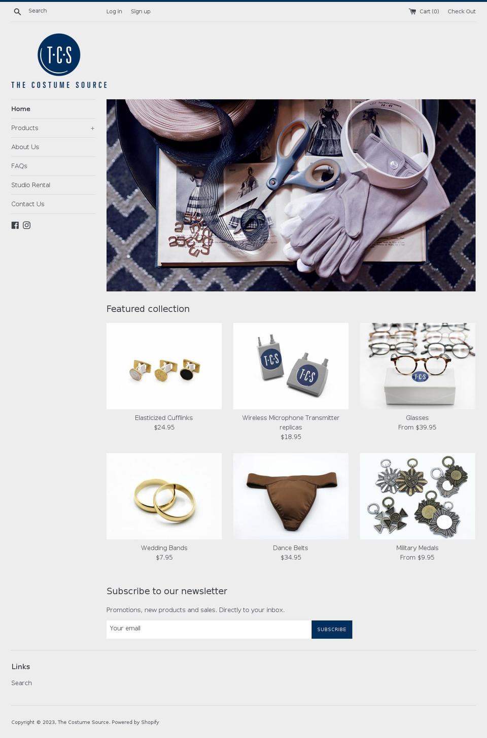 the-costume-source.com — Shopify storefront screenshot