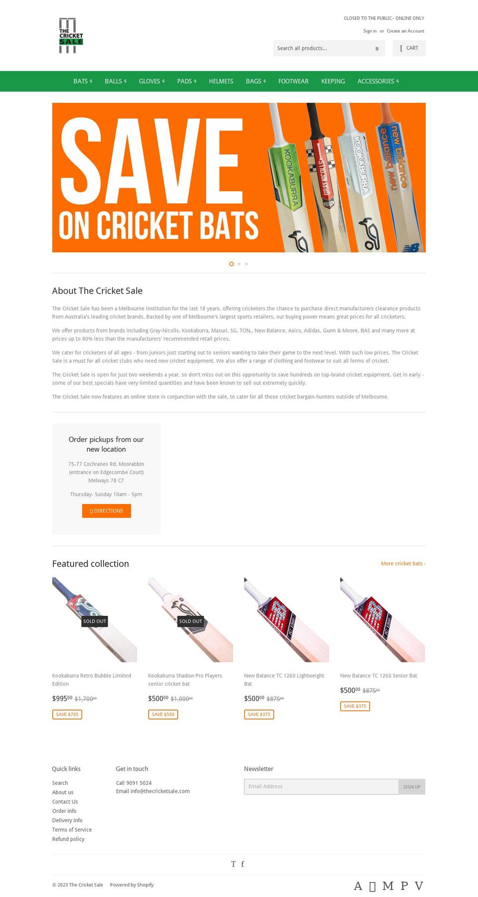 the-cricket-sale.myshopify.com shopify website screenshot
