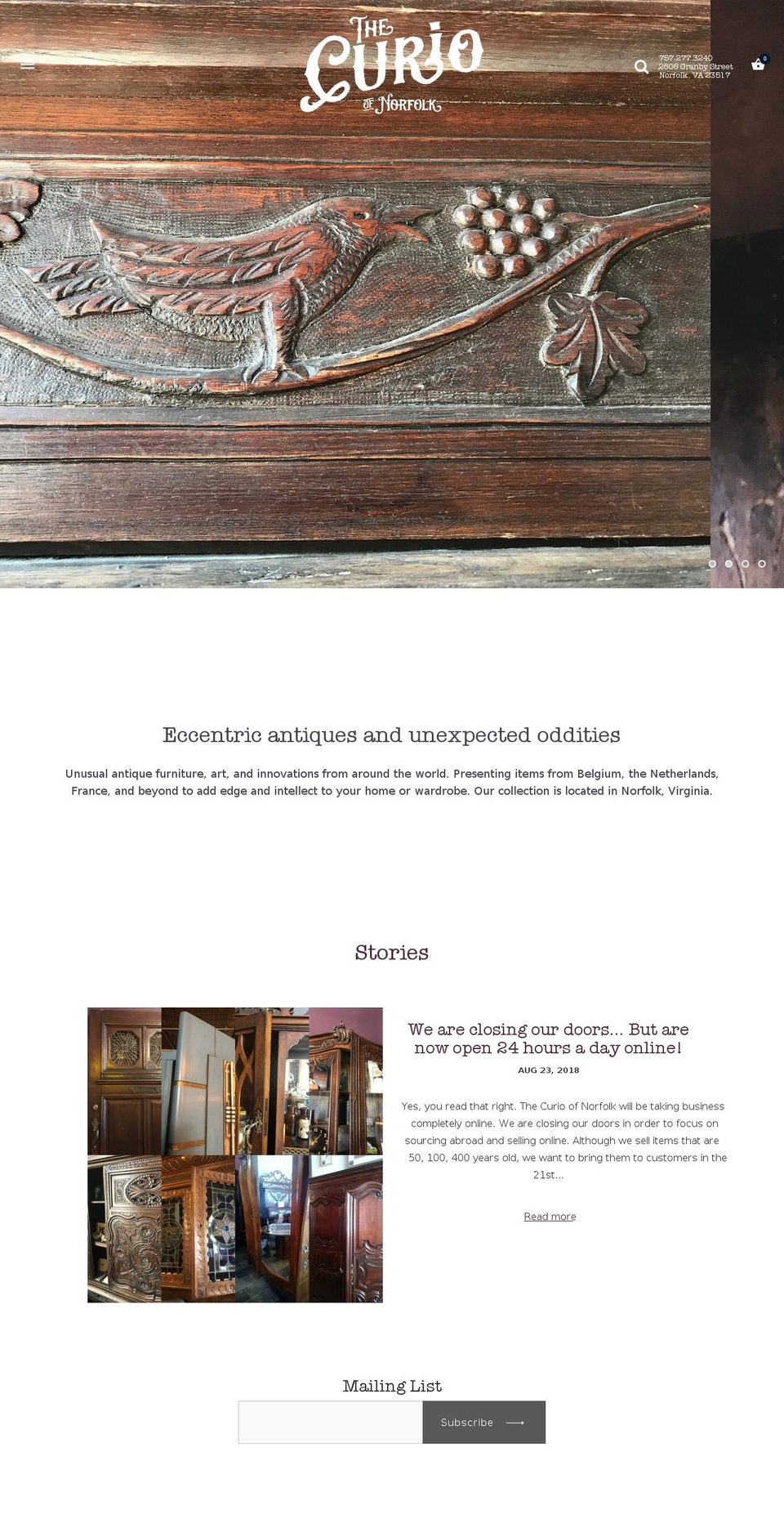 the-curio.com — Shopify storefront screenshot