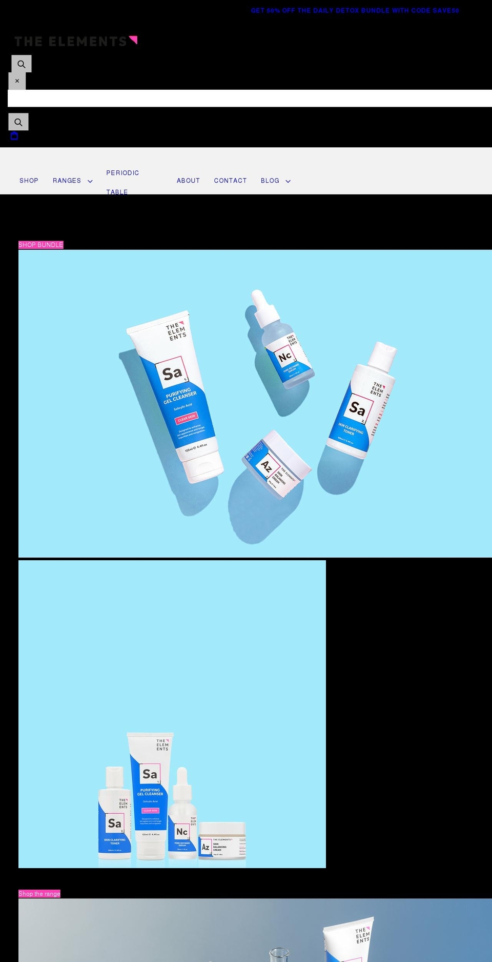 the-elements.co.uk shopify website screenshot