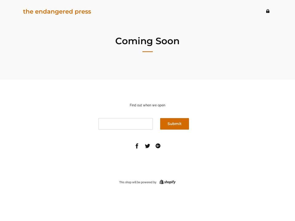 the-endangered-press.myshopify.com shopify website screenshot