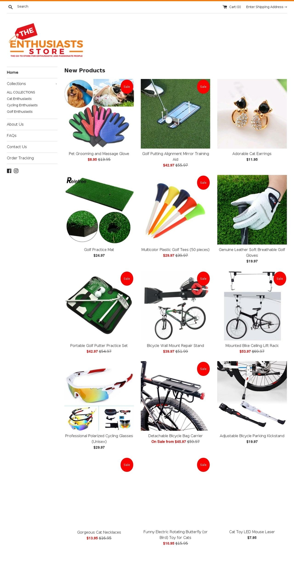 the-enthusiasts-store.com — Shopify storefront screenshot