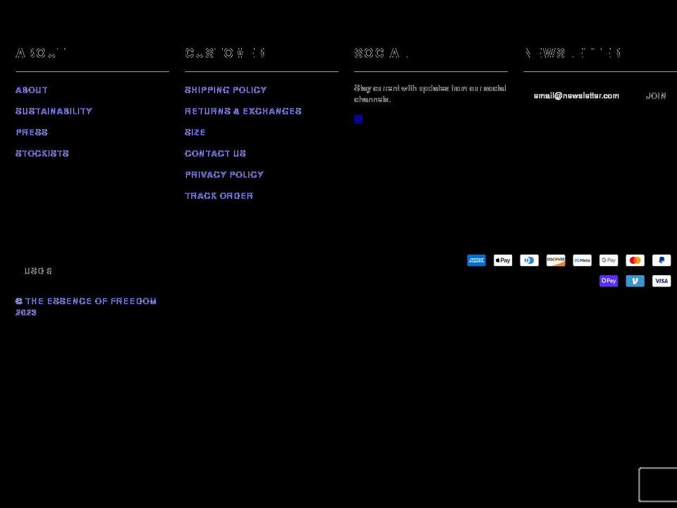 the-essence-of-freedom.myshopify.com shopify website screenshot