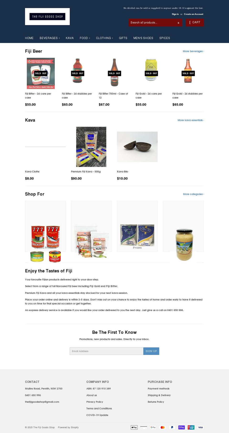 the-fiji-goods-shop.com shopify website screenshot