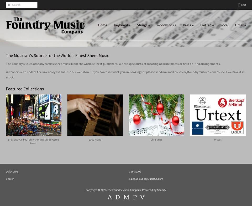 the-foundry-music-company.myshopify.com shopify website screenshot