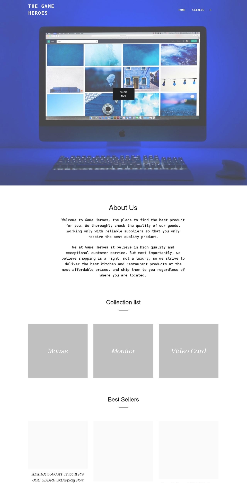 the-game-heroes.myshopify.com shopify website screenshot