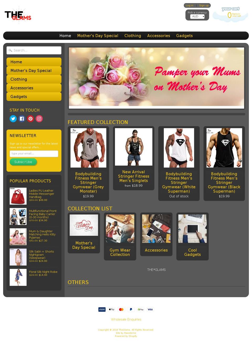 the-glams.com — Shopify storefront screenshot