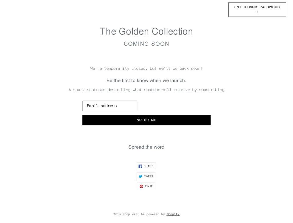 the-goldencollection.com shopify website screenshot