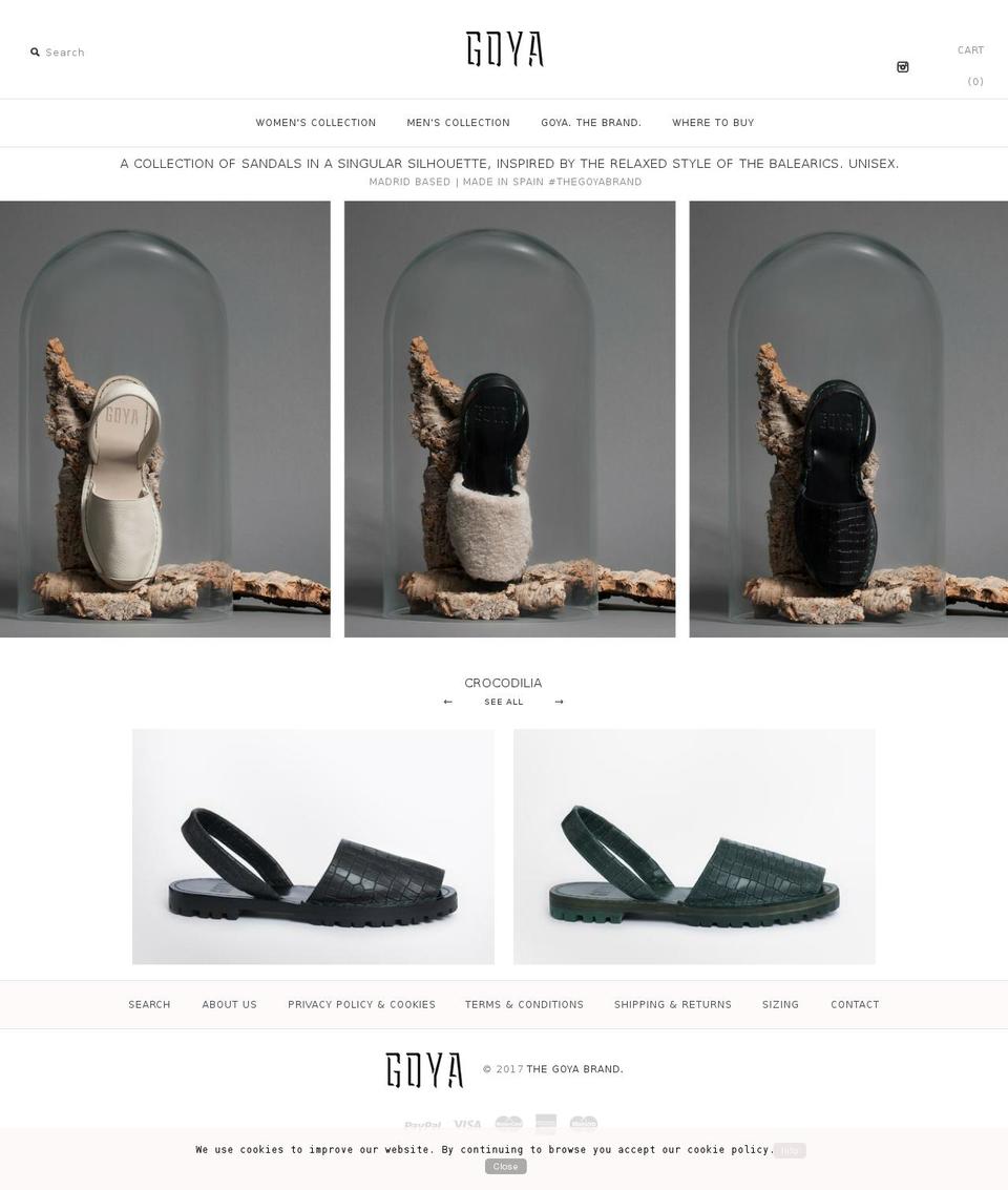 the-goya-brand.com shopify website screenshot
