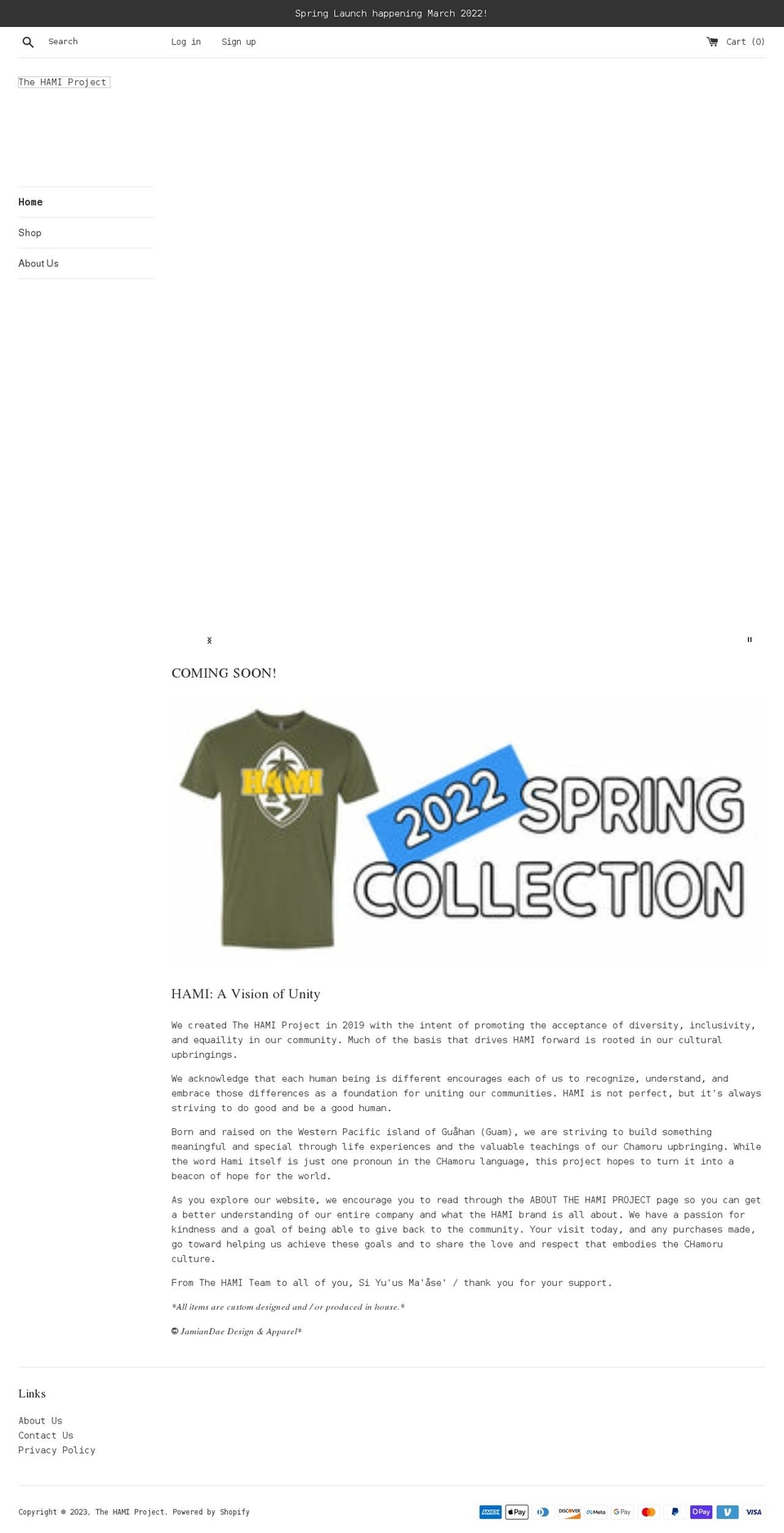 the-hami-project.com shopify website screenshot