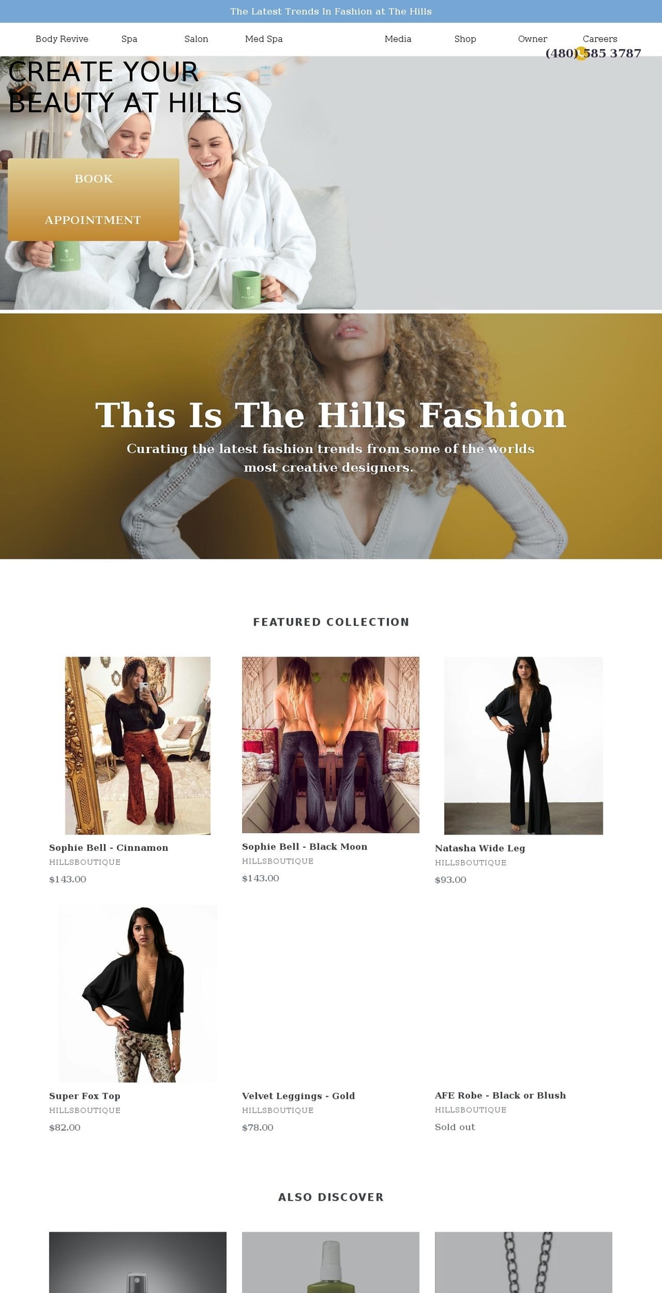 the-hills-salon-and-spa.myshopify.com shopify website screenshot