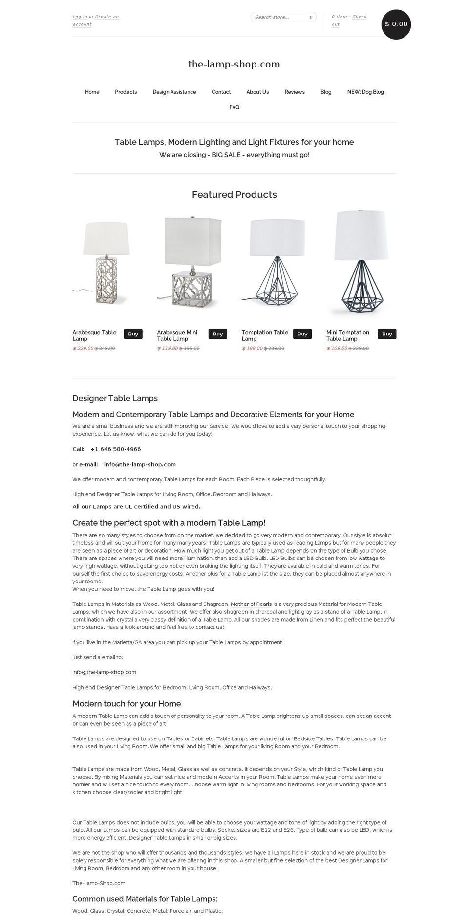 the-lamp-shop.com — Shopify storefront screenshot