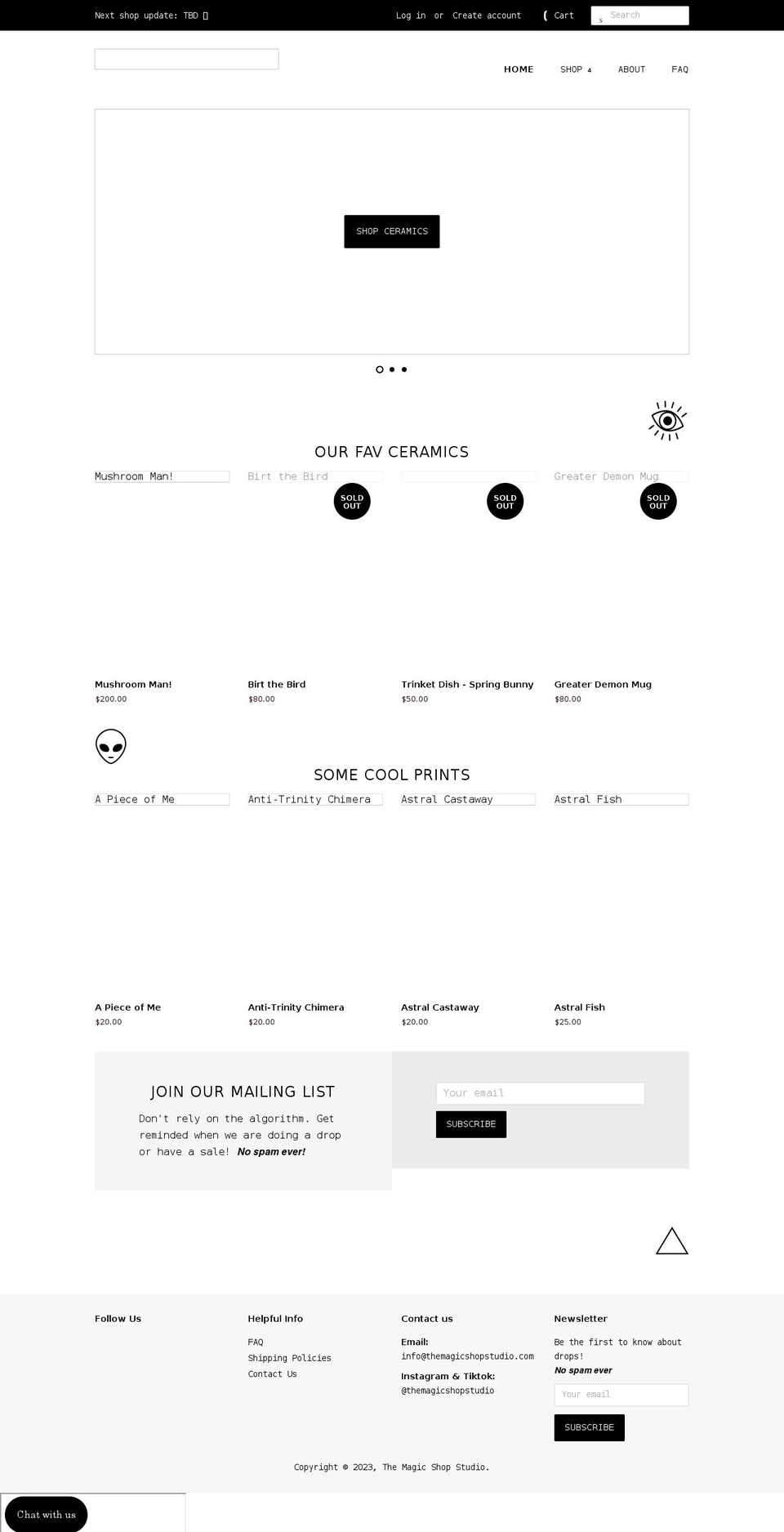 the-magic-shop-studio.myshopify.com shopify website screenshot