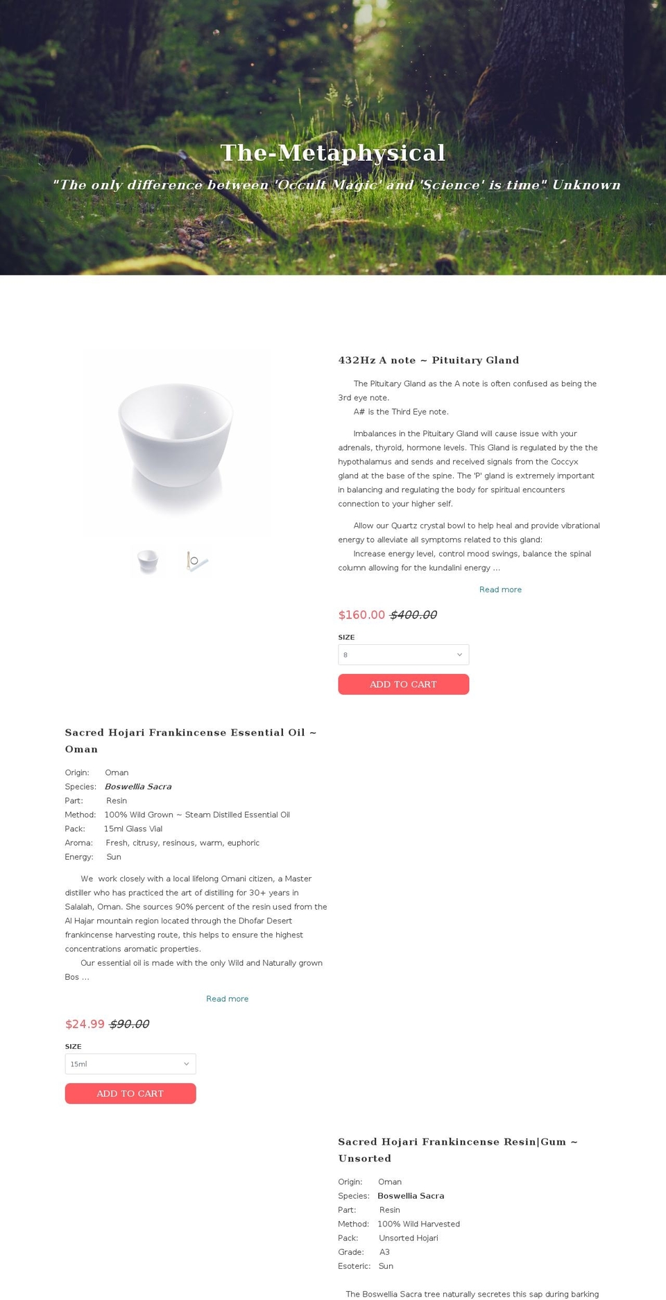 the-metaphysical.net shopify website screenshot