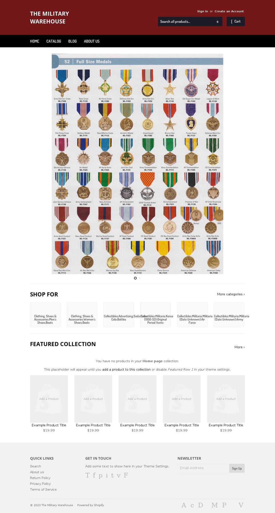 the-military-warehouse.myshopify.com shopify website screenshot
