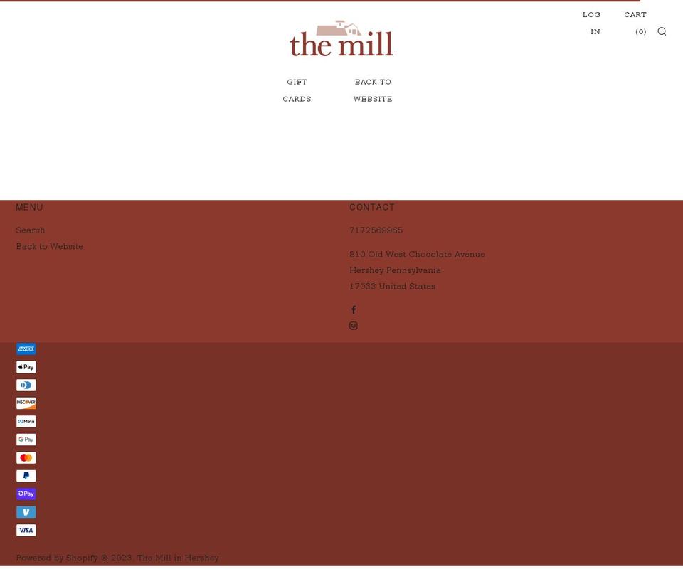 the-mill-in-hershey.myshopify.com shopify website screenshot