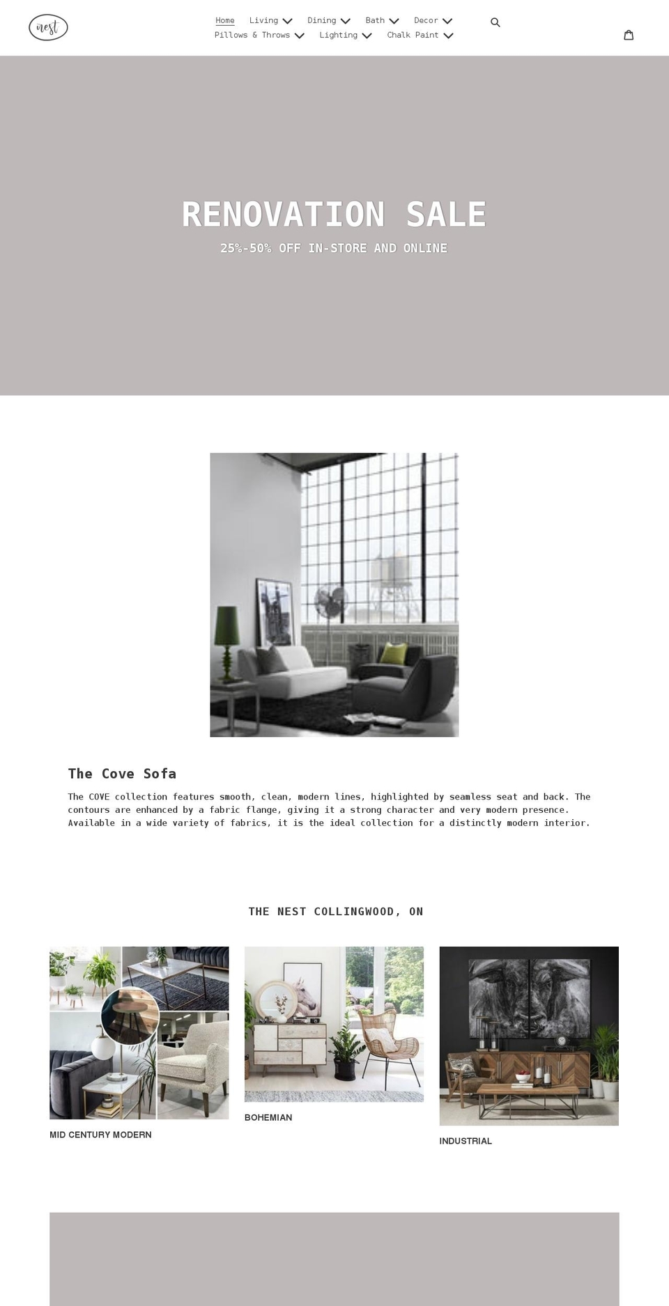 the-nest-collingwood-ontario.myshopify.com shopify website screenshot