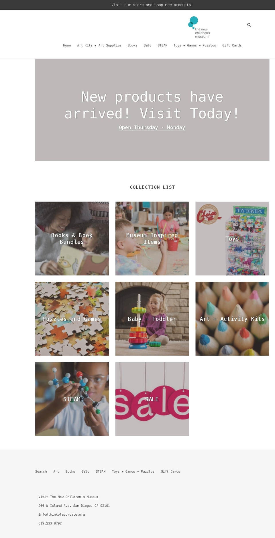 the-new-childrens-museum-gift-store.myshopify.com shopify website screenshot