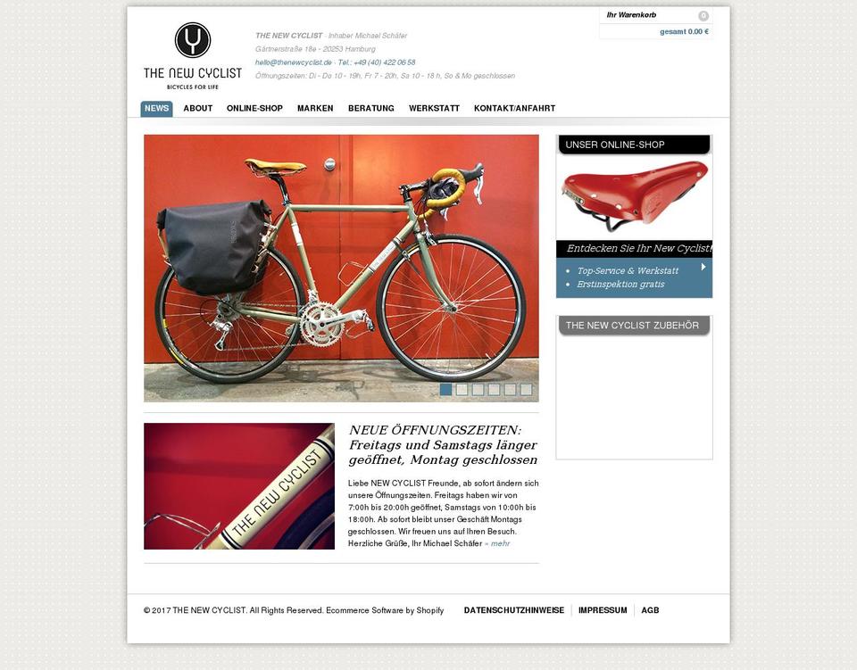 the-new-cyclist.de shopify website screenshot