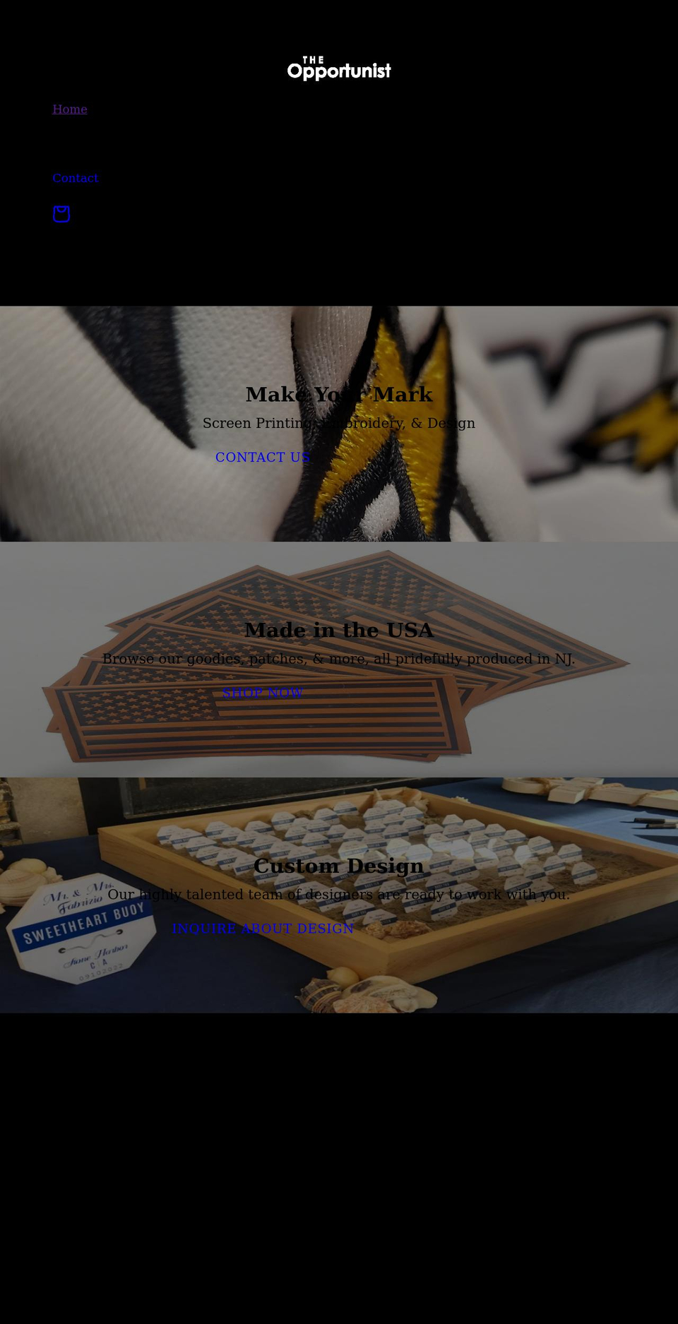 the-opportunist.com shopify website screenshot