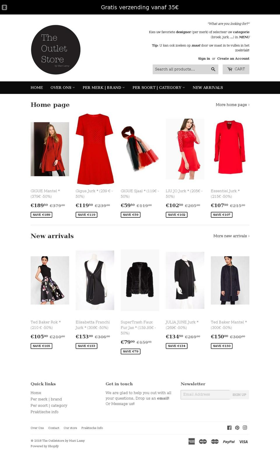 the-outletstore.net shopify website screenshot
