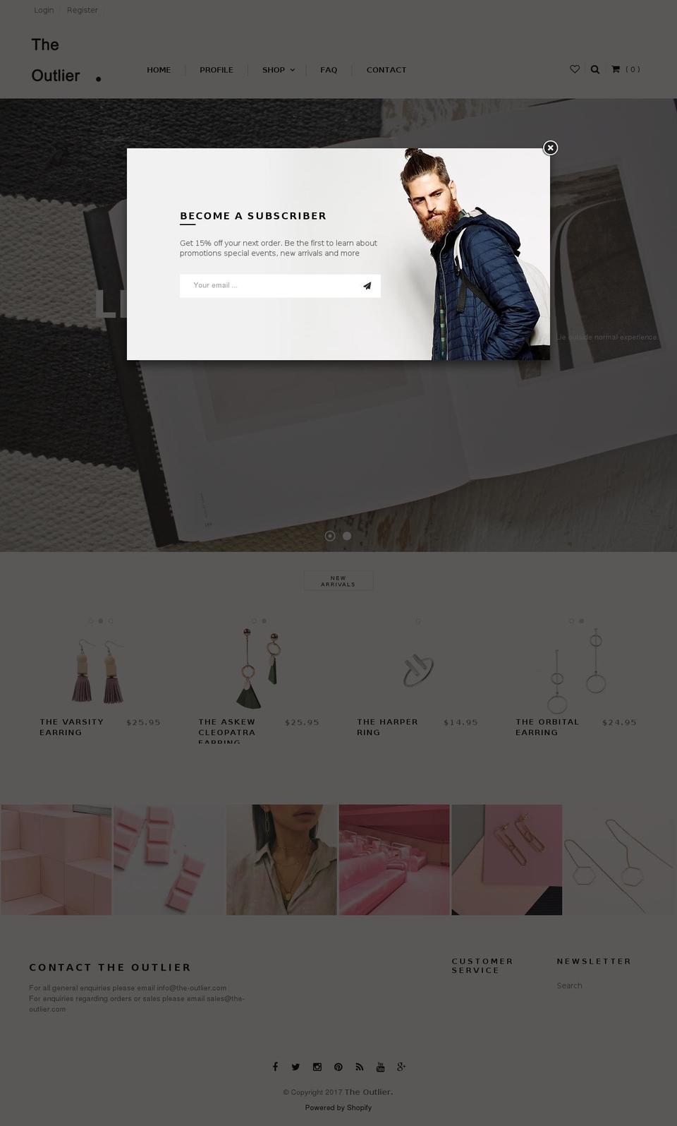 the-outlier.com shopify website screenshot