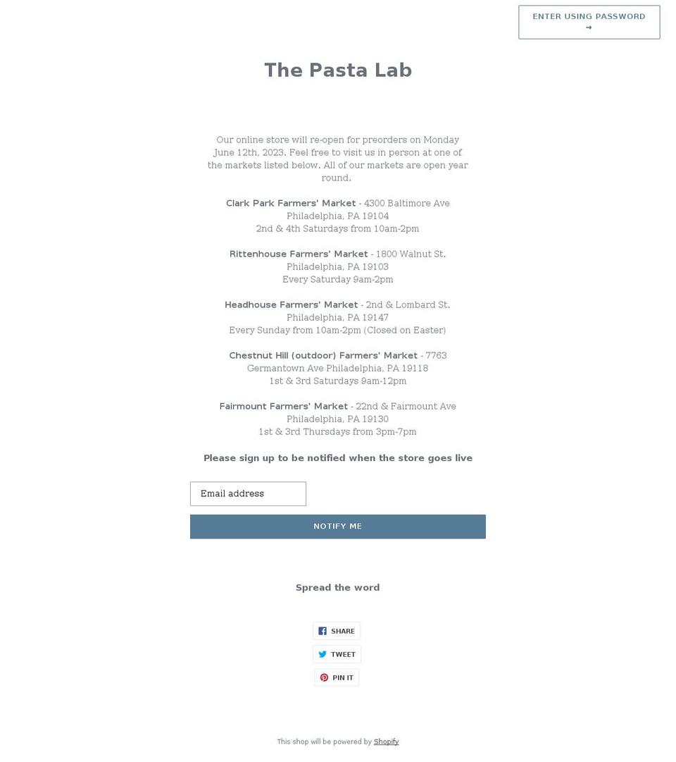 the-pasta-lab.myshopify.com shopify website screenshot