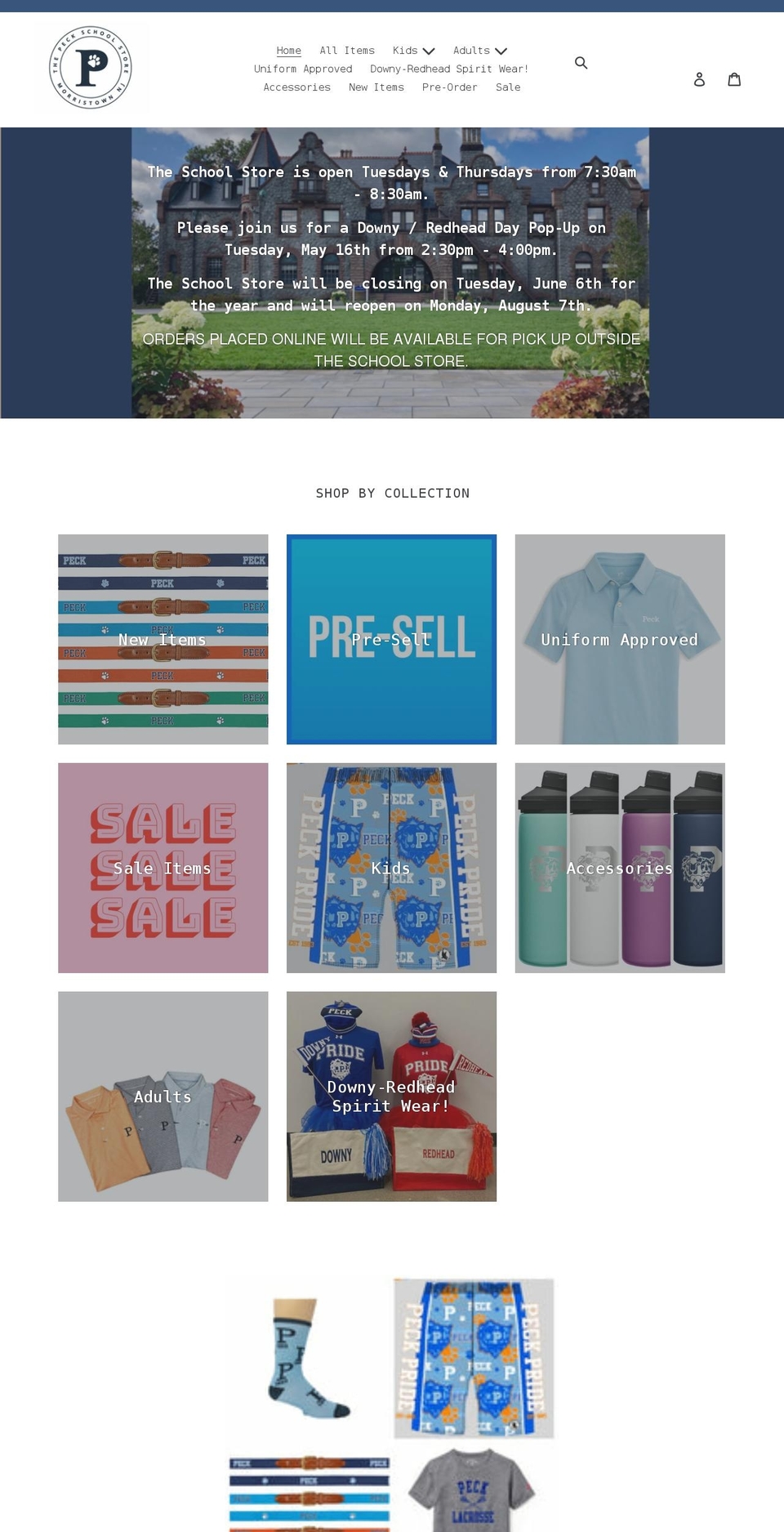 the-peck-school-store.myshopify.com shopify website screenshot