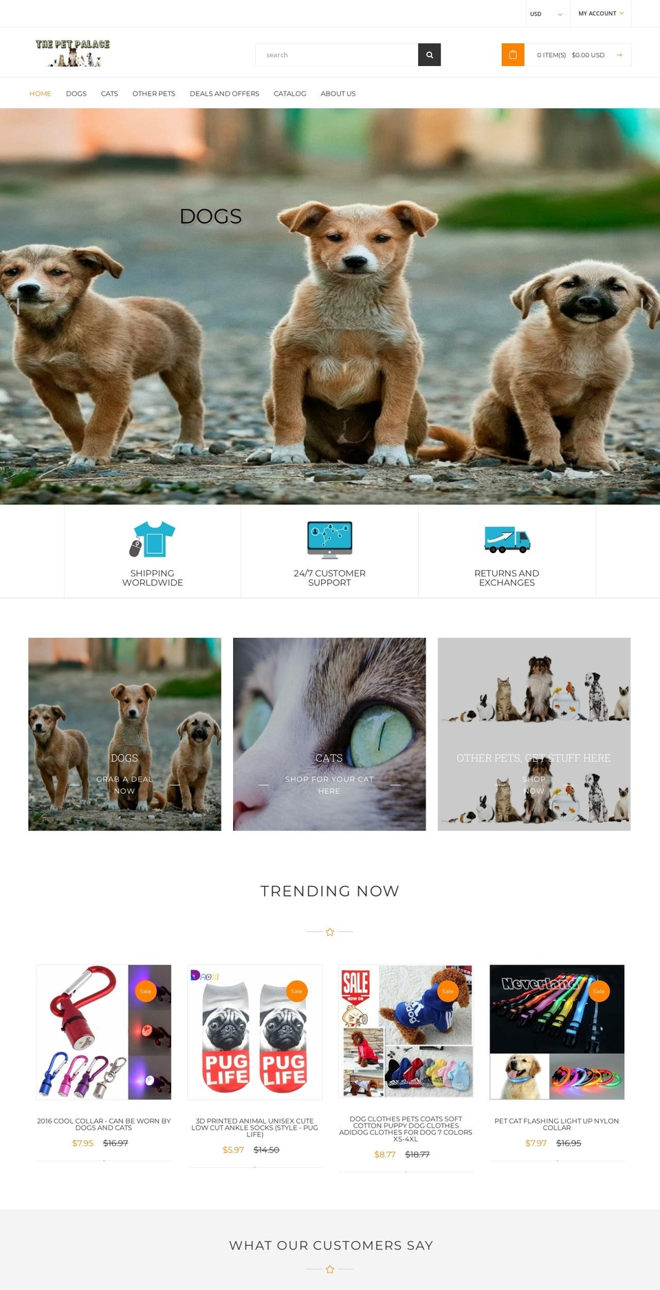 commercifythemev- Shopify theme site example the-pet-palace.myshopify.com