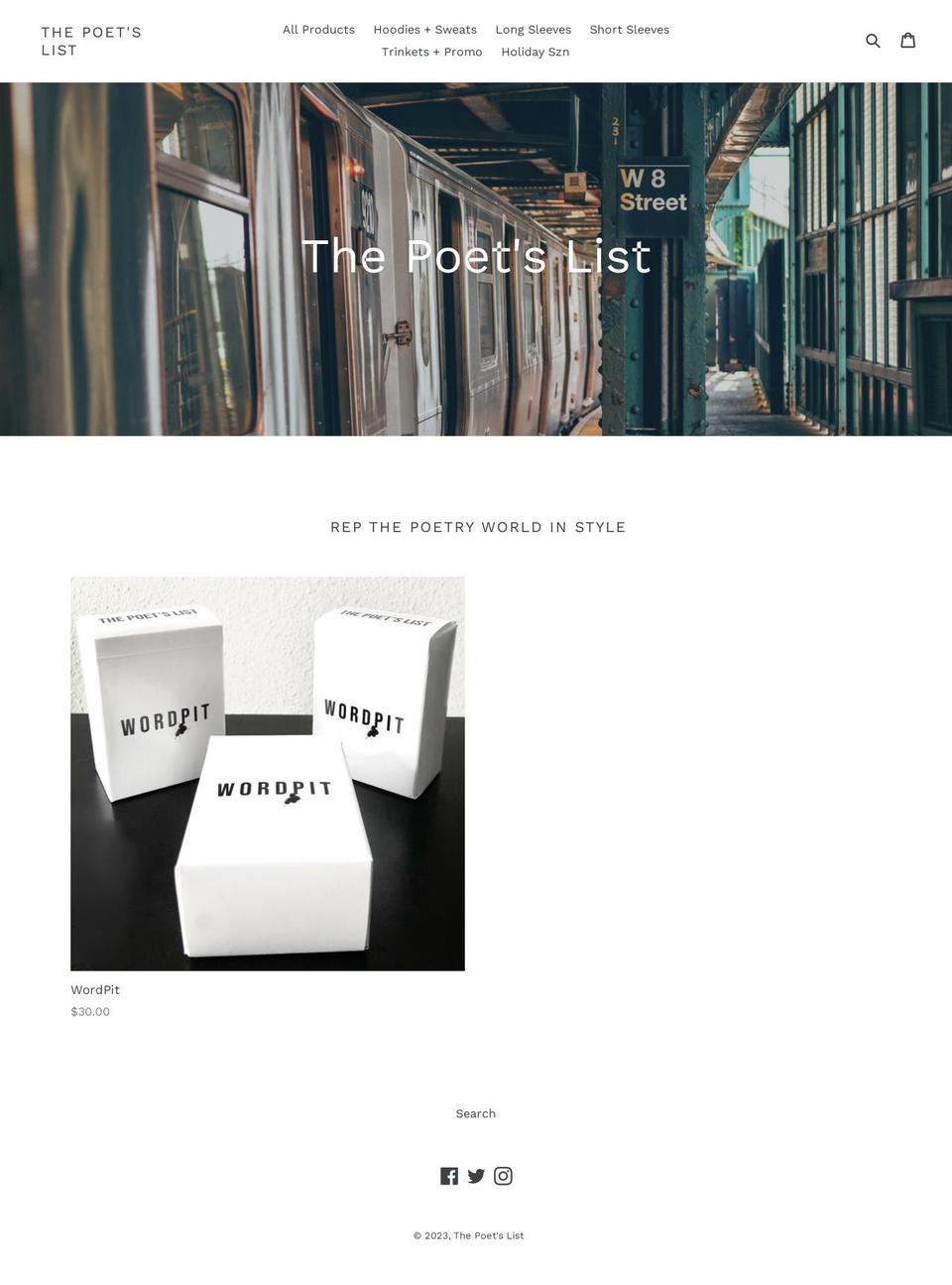 the-poets-list.myshopify.com shopify website screenshot