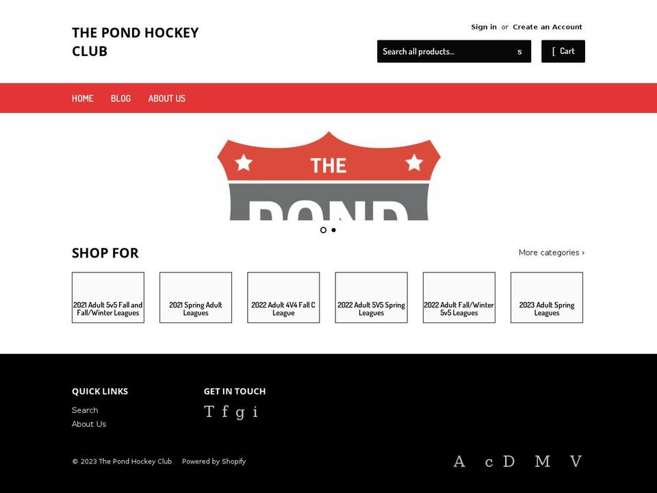 the-pond-hockey-club.myshopify.com shopify website screenshot