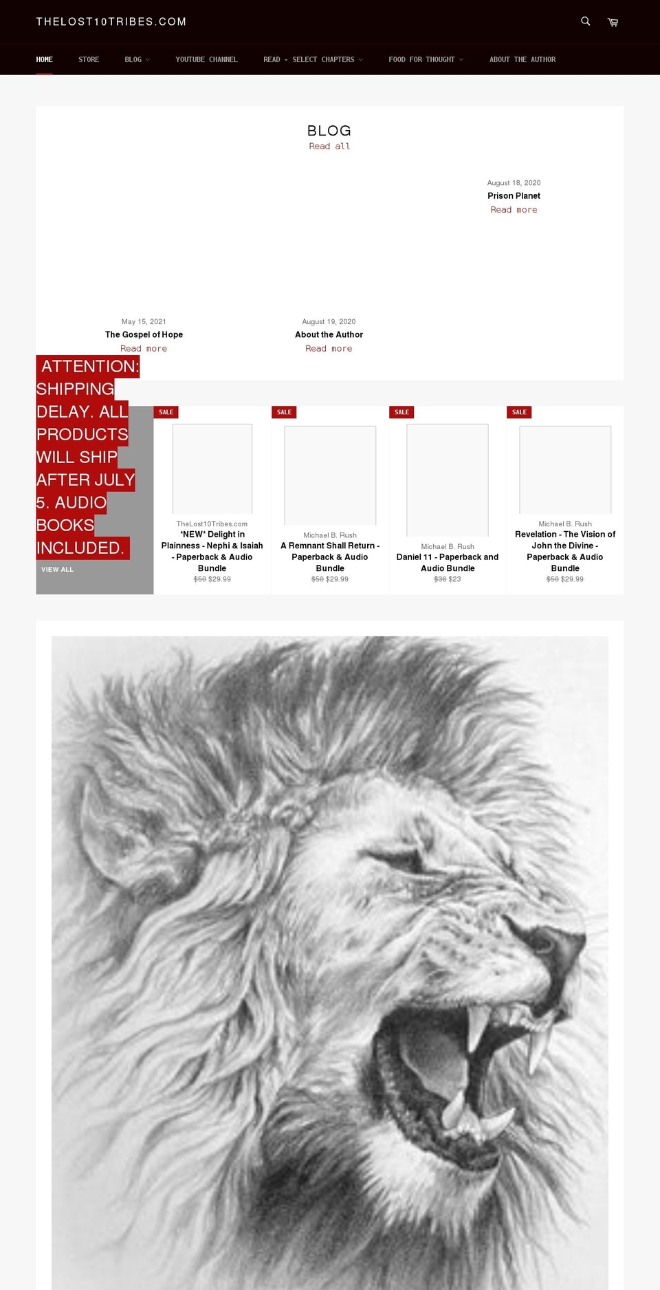 the-roaring-lion-book-store.myshopify.com shopify website screenshot
