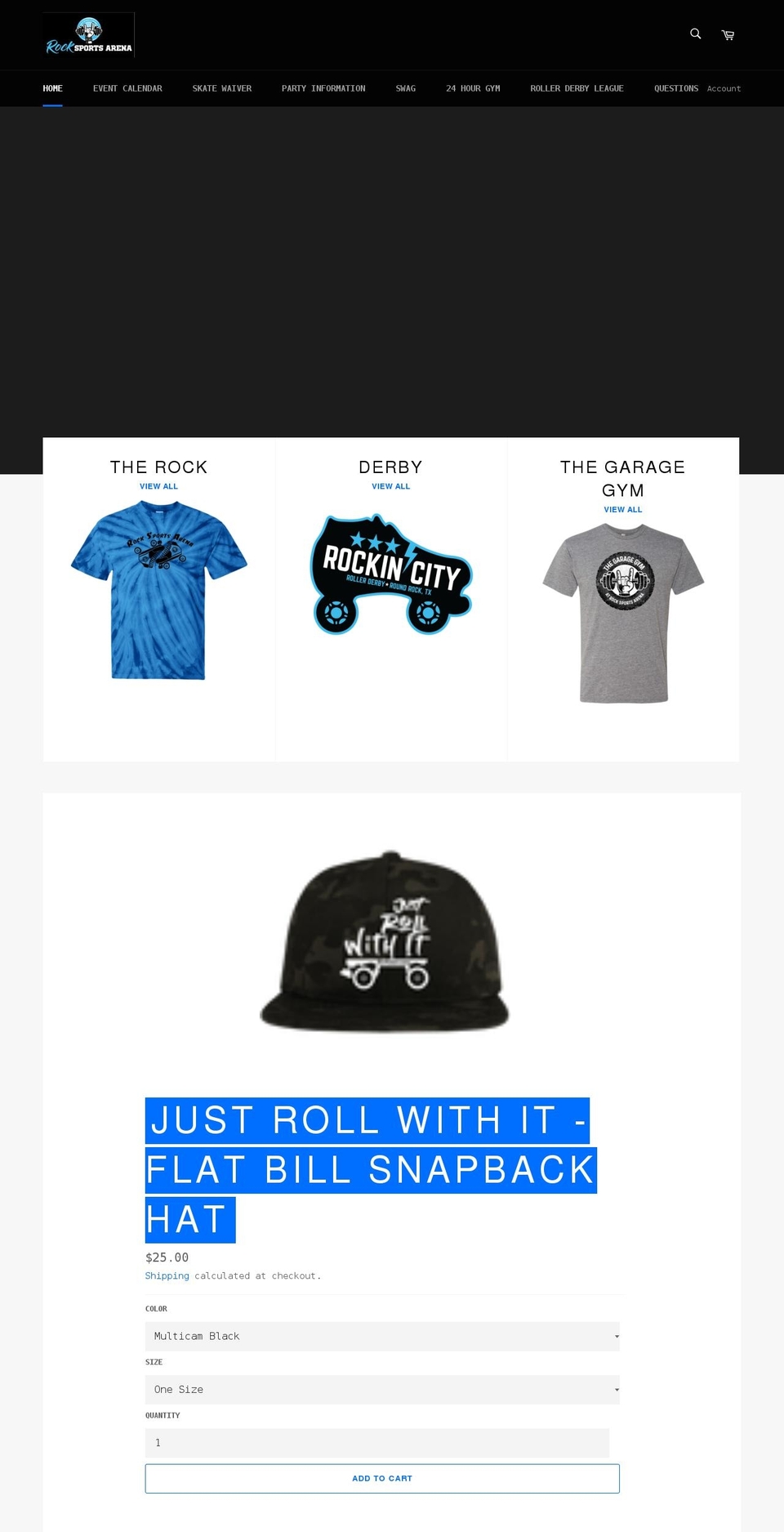 the-rock-sports-arena.myshopify.com shopify website screenshot
