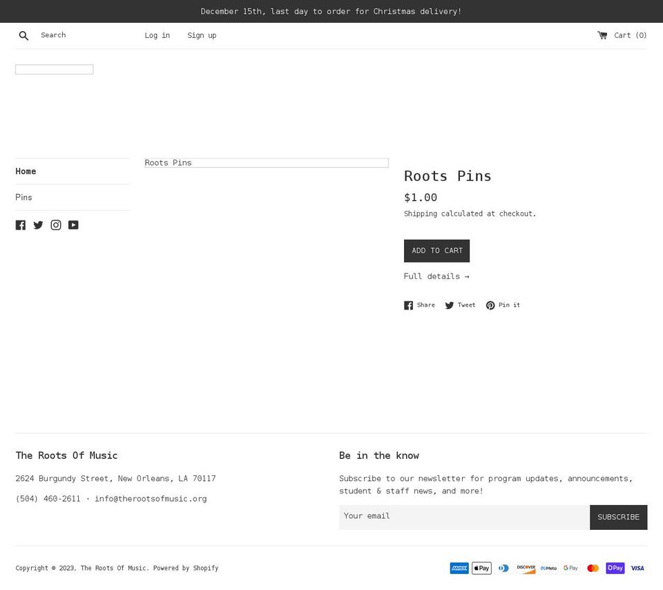 the-roots-of-music.myshopify.com shopify website screenshot