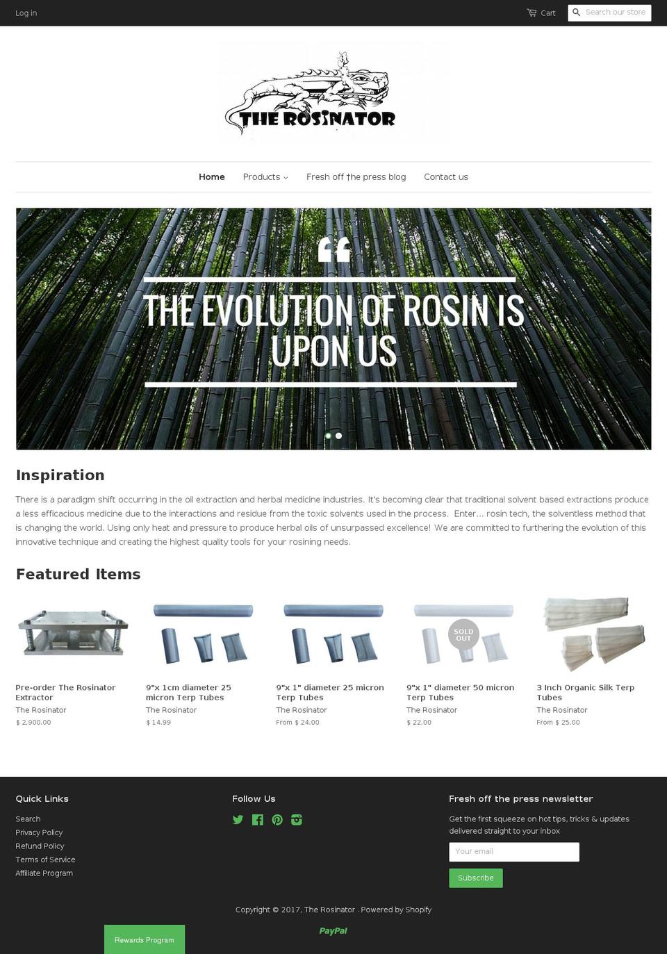 the-rosinator.com shopify website screenshot