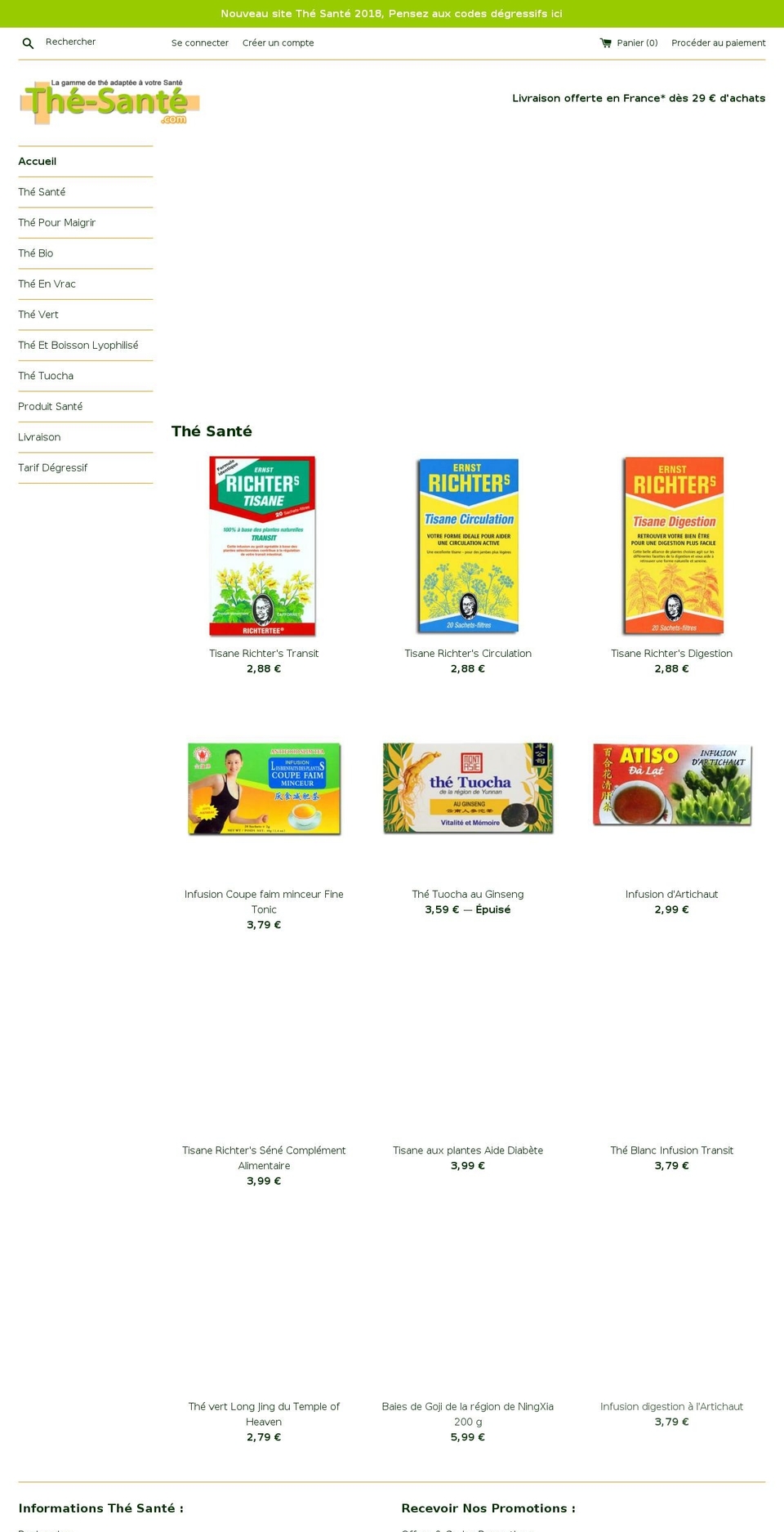 the-sante.com shopify website screenshot