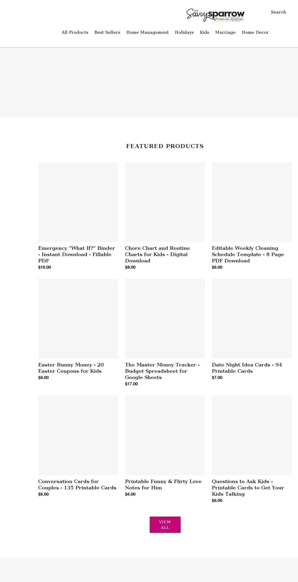 the-savvy-sparrow.myshopify.com shopify website screenshot