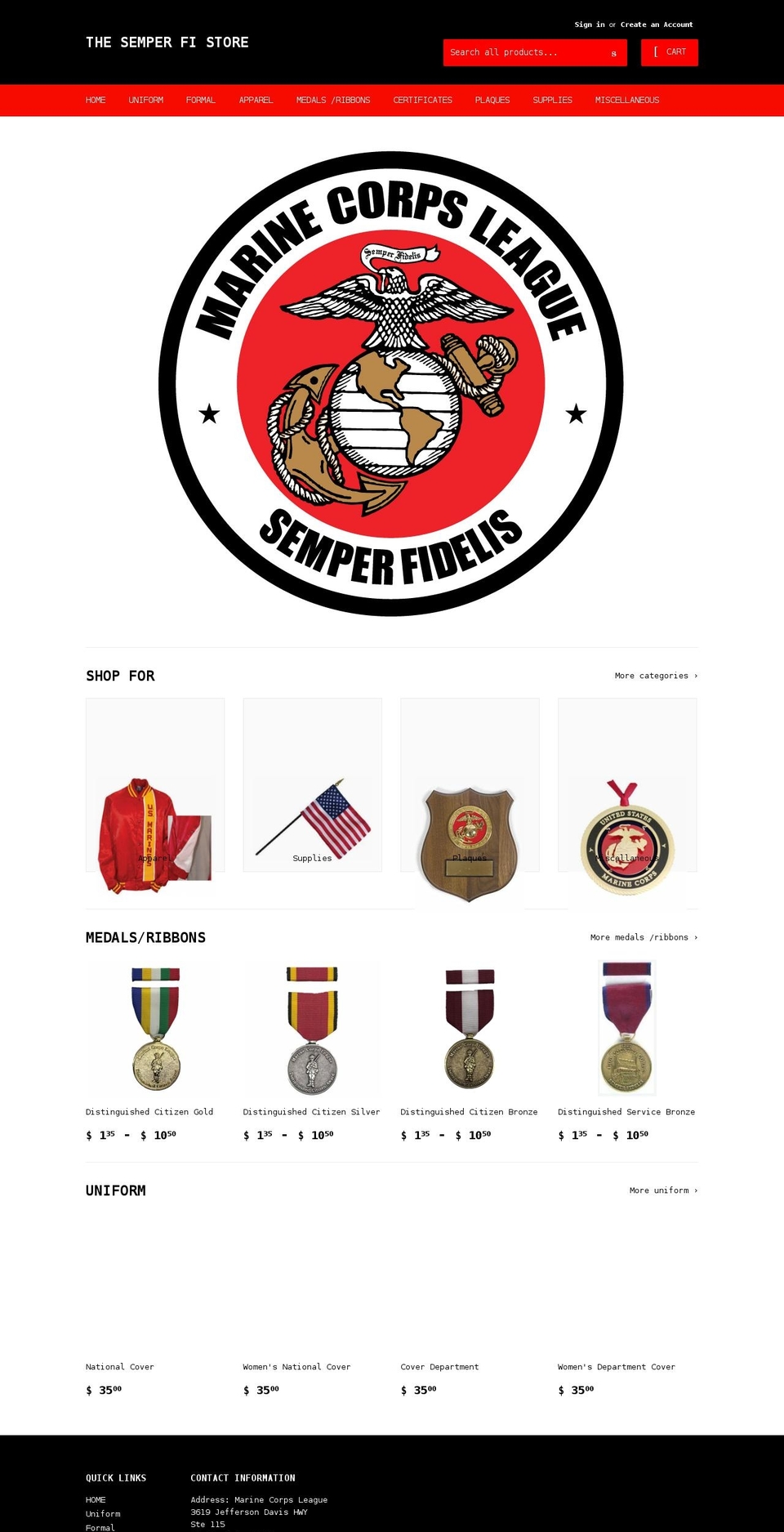 the-semper-fi-store.myshopify.com shopify website screenshot